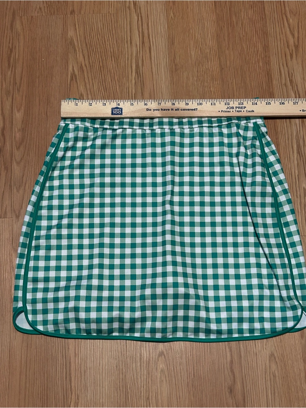 J. Crew Green White Gingham Athletic Skort Size Medium - Picture 3 of 6
